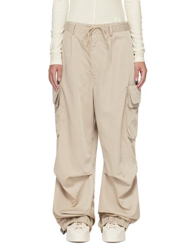 Y-3 Beige Drawstring Cargo Trousers - Natural