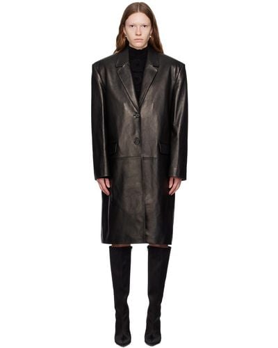 Magda Butrym Oversized Leather Coat - Black