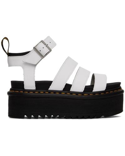 Dr. Martens Women's Blaire Hydro Leather Platform Strap Sandals White - Black