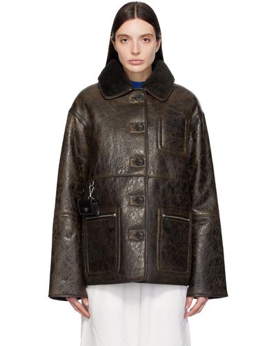Saks Potts Brown Ada Reversible Leather Jacket - Black