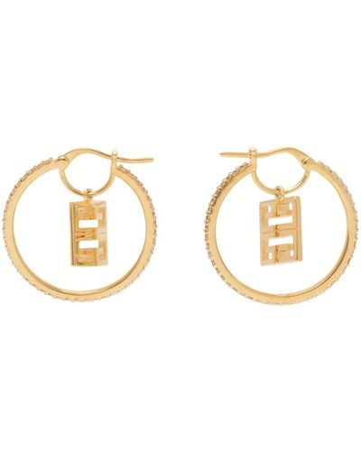 Givenchy Gold 4g Crystal Hoop Earrings - Black