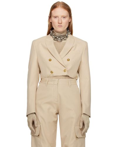 Palm Angels Cropped Blazer - Natural