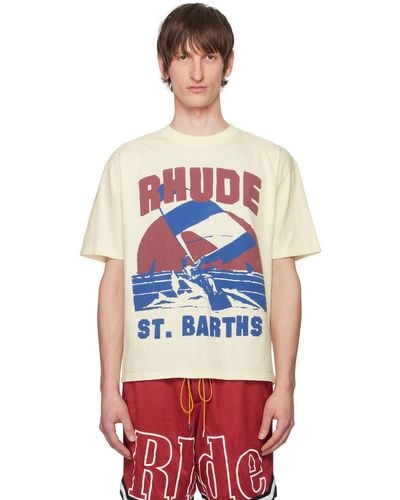 Rhude オフホワイト Windsurf Tシャツ - レッド