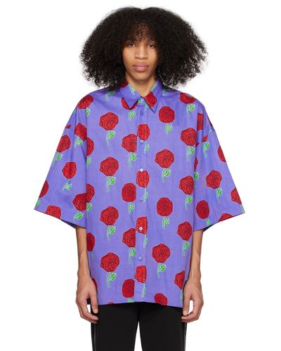 Versace Blue Roses Shirt - Red