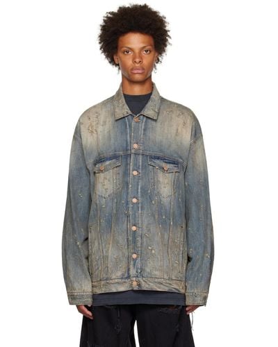 Balenciaga Blue Oversized Denim Jacket - Black