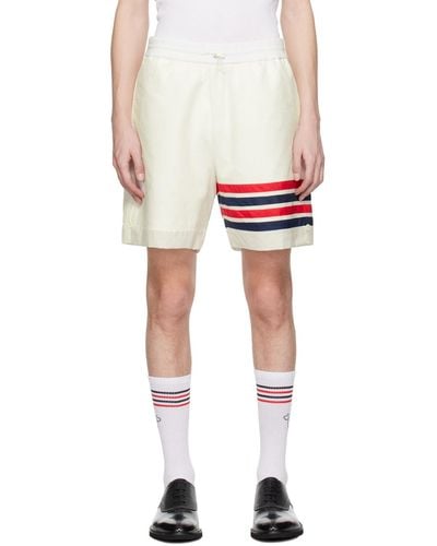 Thom Browne White 4-bar Shorts - Red