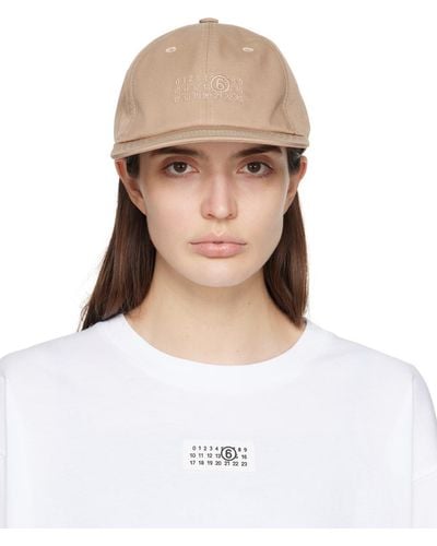 MM6 by Maison Martin Margiela Beige Numeric Signature Cap - White