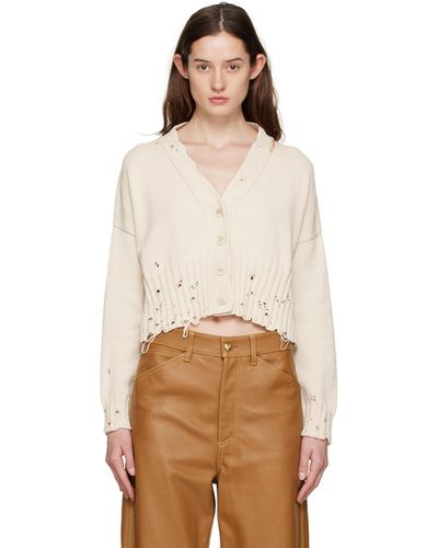 Marni Off-white Destroyed Cardigan - Natural