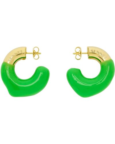 Sunnei Boucles d'oreilles doré et vert caoutchoutées exclusives à ssense