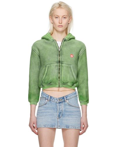 Alexander Wang Pull à capuche rétréci vert