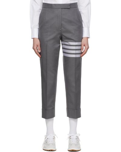Thom Browne Thom e pantalon gris à quatre rayures - Noir