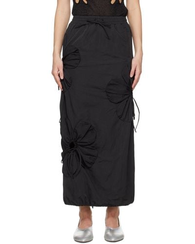 JKim Flower Maxi Skirt - Black
