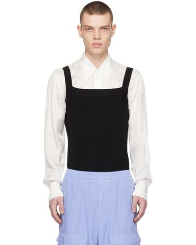 Dries Van Noten Black Square Neck Tank Top