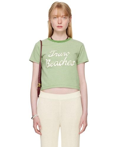 Bode Off- 'truro' Stripe T-shirt - Green