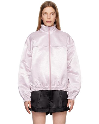 Acne Studios Pink Embroidered Bomber Jacket - White