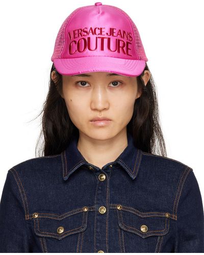 Versace Jeans Couture Casquette rose à logo - Bleu