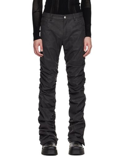 MISBHV Ruched Faux-Leather Pants - Black