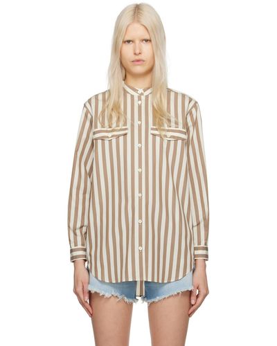 FRAME ホワイト&ブラウン Femme ポケットシャツ - マルチカラー