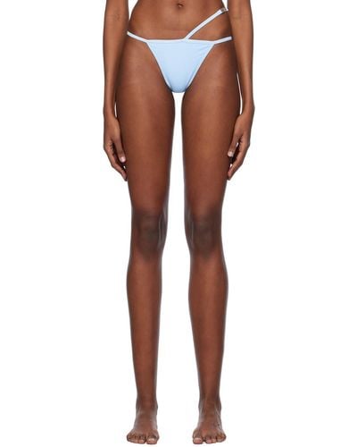 Gcds Culotte de bikini bleue à fermoir à logo - Noir