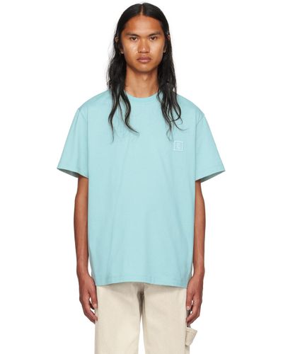 WOOYOUNGMI T-shirt vert à écusson à logo brodé - Bleu