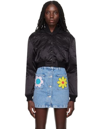 Moschino Jeans Embroide Bomber Jacket - Black