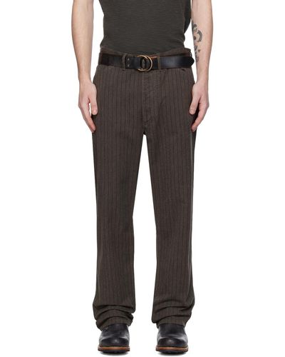 RRL Pantalon brun à rayures fines - Noir