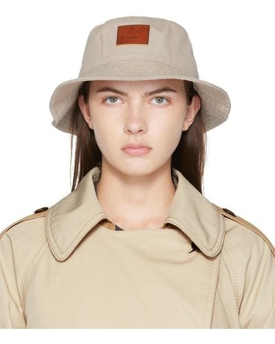 Acne Studios Leather Patch Bucket Hat - Natural