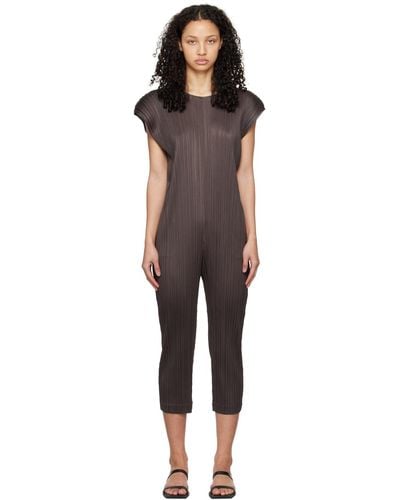 Pleats Please Issey Miyake Gray Monthly Colors January Jumpsuit - Black