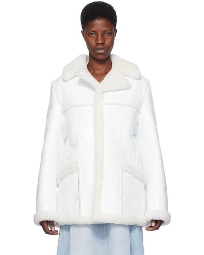 ERL White Patch Pocket Shearling Jacket