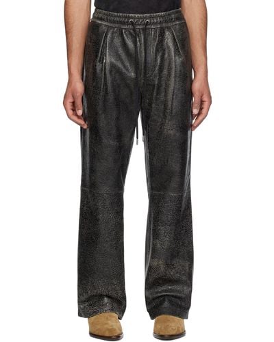 Guess USA Drawstring Leather Trousers - Black