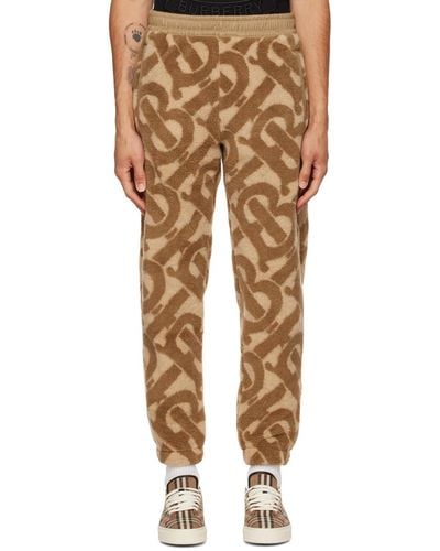Burberry Beige & Brown Monogram Lounge Trousers - Natural