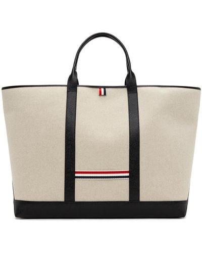 Thom Browne Off-white Oversized Tool Tote - Black