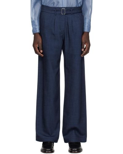 Low Classic Belted Pants - Blue
