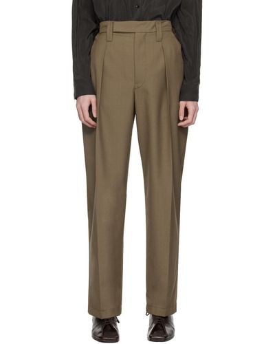 Lemaire Taupe Pleated Trousers - Multicolour