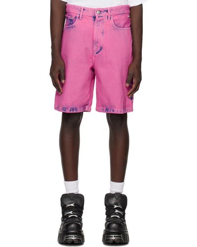 Gcds Pink Bleached Denim Shorts