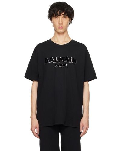Balmain Metallic Flocked T-shirt - Black