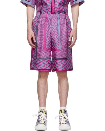 Versace La Greca Panelled-print Bermuda Shorts - Multicolor