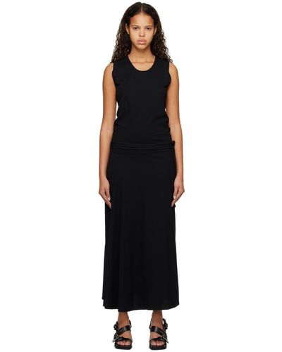 Lemaire Robe midi noire à ceinture