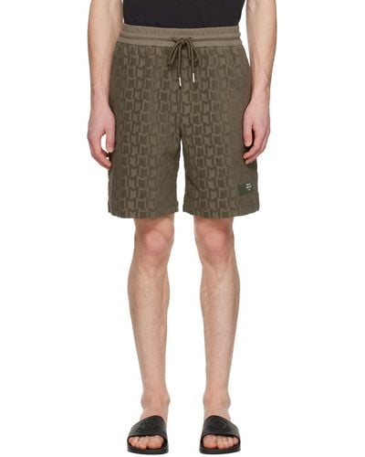 Moncler Khaki Monogram Shorts - Green