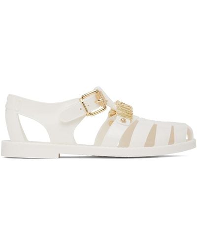 Moschino White Jelly Lettering Logo Sandals - Black
