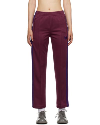 Needles Burgundy Striped Track Trousers - Red