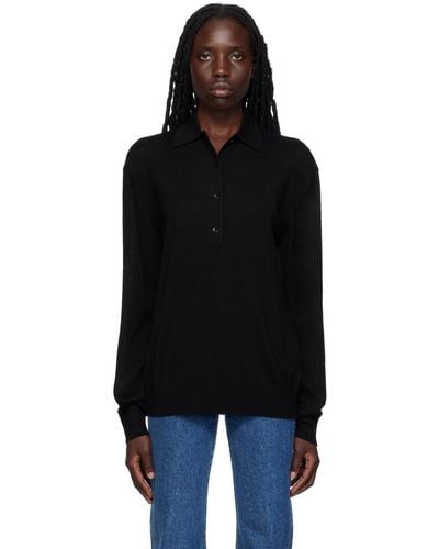 Totême スプレッドカラー ポロシャツ - ブラック