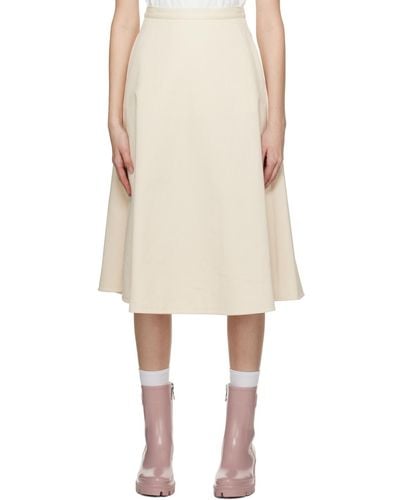 Moncler White A-line Midi Skirt - Natural
