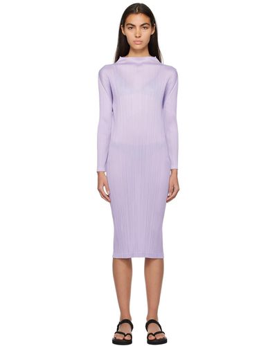 Pleats Please Issey Miyake Robe midi monthly colors october mauve - Noir