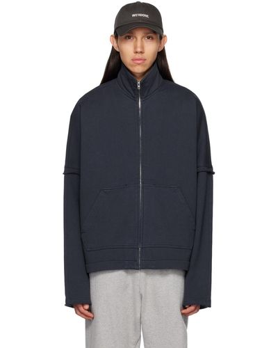 we11done High Neck Zip-up Sweater - Blue