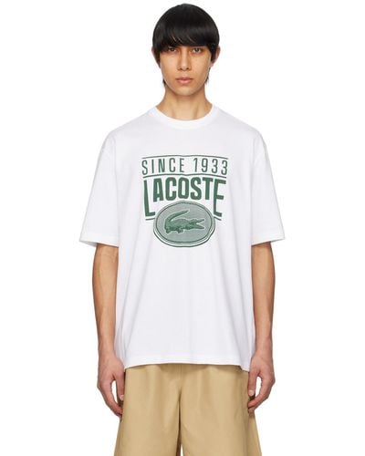 Lacoste ホワイト ルースフィット Tシャツ