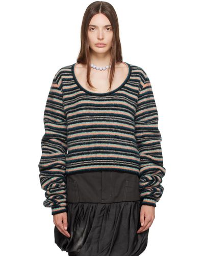 Kiko Kostadinov Multicolour Striped Curl Sweater - Black