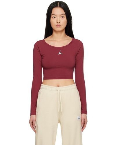 Nike T-shirt à manches longues flight bourgogne - Rouge