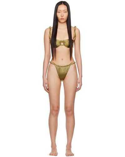 Isa Boulder Bikini réversible vert à garnitures tressées exclusif à ssense - Noir