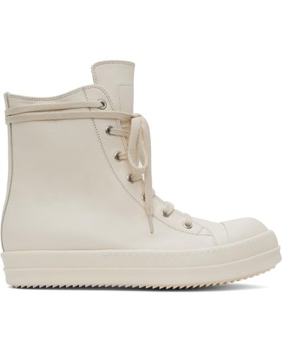 Rick Owens Baskets blanc cassé en cuir